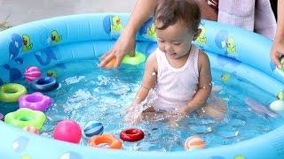 unboxing mainan anak bayi lucu - kolam renang bundar - baby swimming pool and kids