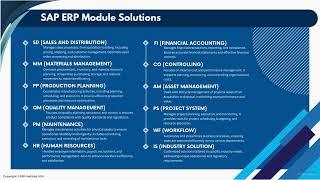 What SAP Modules are there| SAP ERP Modules| ERP R/3