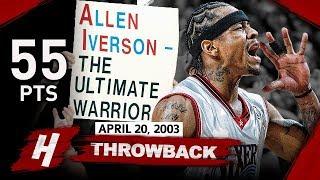 Allen Iverson EPIC FULL GAME 1 Highlights vs Hornets (2003 Playoffs) - 55 Pts, Playoff Career-HIGH!