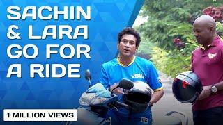 Sachin Tendulkar and Brian Lara go for a ride on a scooter| Wear Helmet | Road Safety World Series