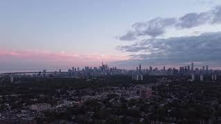 Toronto Skyline At Sunset 4K Drone Stock Footage Tracking Left to Right