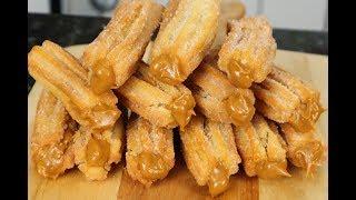 HOMEMADE CHURROS FILLED WITH DULCE DE LECHE l EASY RECIPE