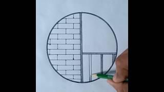 Circle Pencil Drawing Easy Scenery  #drawing #shorts #trending