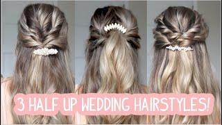 EASY HALF UP HALF DOWN WEDDING HAIRSTYLES! Short, Medium, & Long Hair