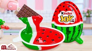 So Lovely Miniature Watermelon Chocolate Kinder Cake Recipe | ASMR Cooking Mini Food