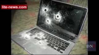 Israeli border forces shoot womans laptop