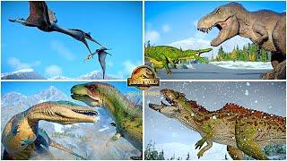 A Deadly Winter, T-REX, Quetzalcoatlus, Therizinosaurus  Jurassic World Evolution 2 Dinosaurs Fight