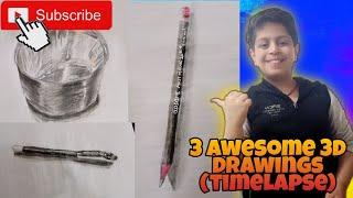 Top 3 Awesome 3D drawings (Timelapse) Garvit Chopra arts|#trending #drawing #ipl