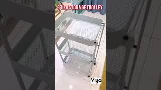 3 TIER STORAGE TROLLEY - FOLDABLE, ROTATABLE, MOVABLE- SUPER SPACE SAVER