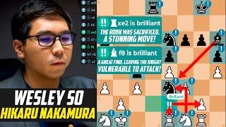 2 Brilliant Moves! Wesley So *DESTROYED* Hikaru Nakamura with Rook Sacrifice