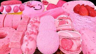 ASMR MUKBANG｜PINK CHOCOLATE PARTY *ICE CREAM, MOCHI, MARSHMALLOW, KITKAT, CAKE, MACARON｜핑크 초콜릿 파티｜먹방