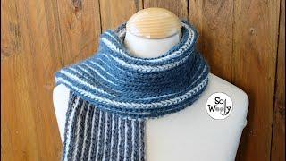 How to knit and bind off the Two-Color Brioche stitch + Scarf pattern - So Woolly