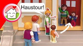 Playmobil Familie Hauser - gelbe Villa Haustour - Wie wohnen Hilda und Hiero?  - mit Anna und Lena