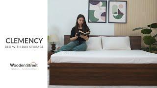 Clemency Bed with Box Storage (Columbian Walnut Finish) | Latest Bed Design | WoodenStreet