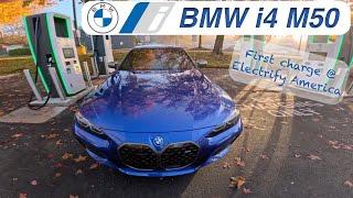 First time charging new BMW i4 M50 at Electrify America fast charger.