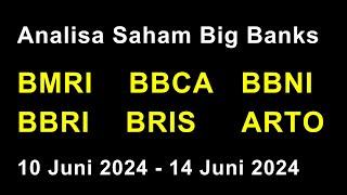 Analisa Saham Big Banks 10 Juni - 14 Juni 2024 BMRI BBCA BBNI BBRI BRIS ARTO Tetap Waspada !!!