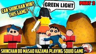 Shinchan bo masao kazama plays squid game in roblox  || can shinchan escape? | real voice reveal?