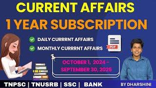 1 Year Subscribtion 2024-25 | Current affairs | Study with dharshini