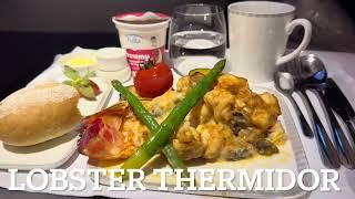 SQ 308 Airbus A380 Business Class to London Singapore Airlines Lobster Thermidor Breakfast