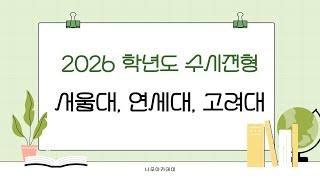 2026학년도 서울대, 연세대, 고려대 수시 전형