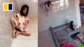 ‘Real-life Spider-Girl’ watches TV from ceiling