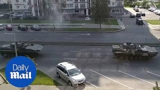 Belarus: Military vehicles seen in Minsk as mass protests continue