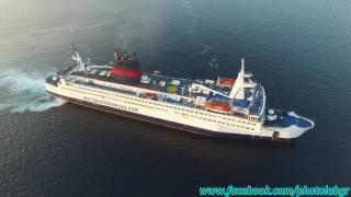 Aerial (drone) video - F/B Prince arriving at the port of Piraeus