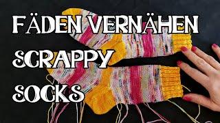 Fäden vernähen - Scrappy Socks - Restesocken - linke Maschen - Tutorial