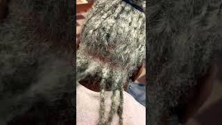 LOVE ￼HER WHITE/GRAY DREADS #beautiful #retwist #gray #hair #locs #transformation #dreadlocks