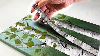 PHOTOREALISTIC Birch Trees Acrylic Pouring YOU Can Try! | AB Creative Tutorial