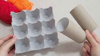 So schön ! Schauen Sie, was ich mit Eierkarton und Toilettenpapierrolle gemacht habe. DIY-Recycling