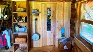 Log Cabin Interior Build | Bathroom with Claw Foot Tub, Brick Veneer and Red Pine Floors