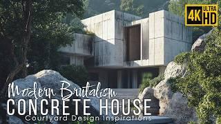 Modern Brutalism: Concrete House and Courtyard Design Inspirations