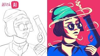 Vector art - Turning Sketch into Vector in illustrator - illustration