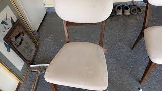 Upholstery Cleaning a linen chair with water marks grease and ink by Hilbrands Carpet Care