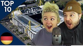 Top 10 Biggest Stadiums in Germany | AMERICAN COUPLE REACTION VIDEO