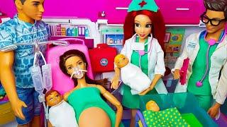 Barbie Doctor Doll Hospital Toys 인형임신출산 바비인형 쌍둥이 아기 동생 탄생 인어공주 에리얼 임신 출산 현실 리얼 감동 결혼 출산 드라마 병원의사놀이