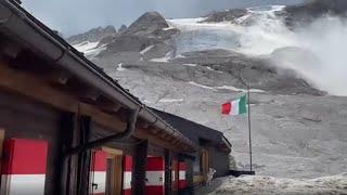 La valanga sulla Marmolada ripresa dal rifugio «Capanna Ghiacciaio»