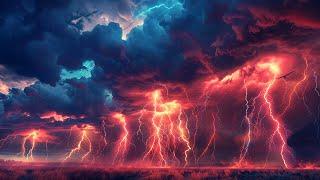  Heavy Thunderstorm Rain with Intense Thunder Sounds, Lightning Ambience for Sleeping, Relaxing