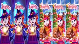 My Talking Angela 2 Halloween update vs Christmas update all Outfits Gameplay