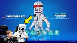 Marshmello Surprising 8 Year Old Kid Giving Him NEW MELLOVERSE Bundle. NEW Marshmello Skins Today