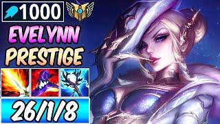 S+ FULL AP ONE-SHOT EVELYNN JUNGLE | Build & Runes | PRESTIGE HIGH NOON EVELYNN | League of Legends