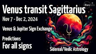 Venus transit in Sagittarius 2024 | Nov 7- Dec 2 | Vedic Astrology predictions #siderealastrology