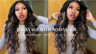 AT HOME BALAYAGE NO DAMAGE | CLIP IN EXTENSIONS | CURLS QUEEN