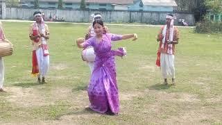 beautiful girl dancing on assamese bihu song