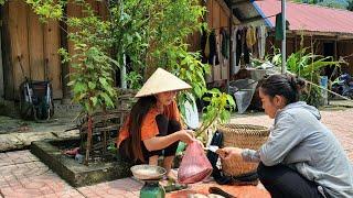 girl fishing stream, daily life Thuy