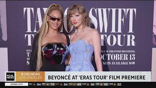 Beyoncé makes appearance at "Taylor Swift: The Eras Tour" movie premiere