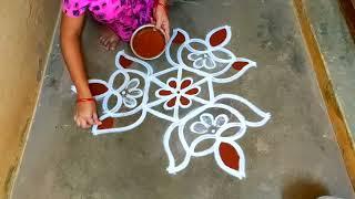 Vaigasi madham vilakku kolam designs|3 dots pandaga muggulu|flower kolam|flower rangoli|poo kolam