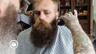 Massive, Thick Beard gets Trimmed at the Barbershop