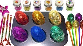 Satisfying Video l How To Make Rainbow Glitter EGGs FROM Glitter Slime AND Balls Cutting ASMR #11